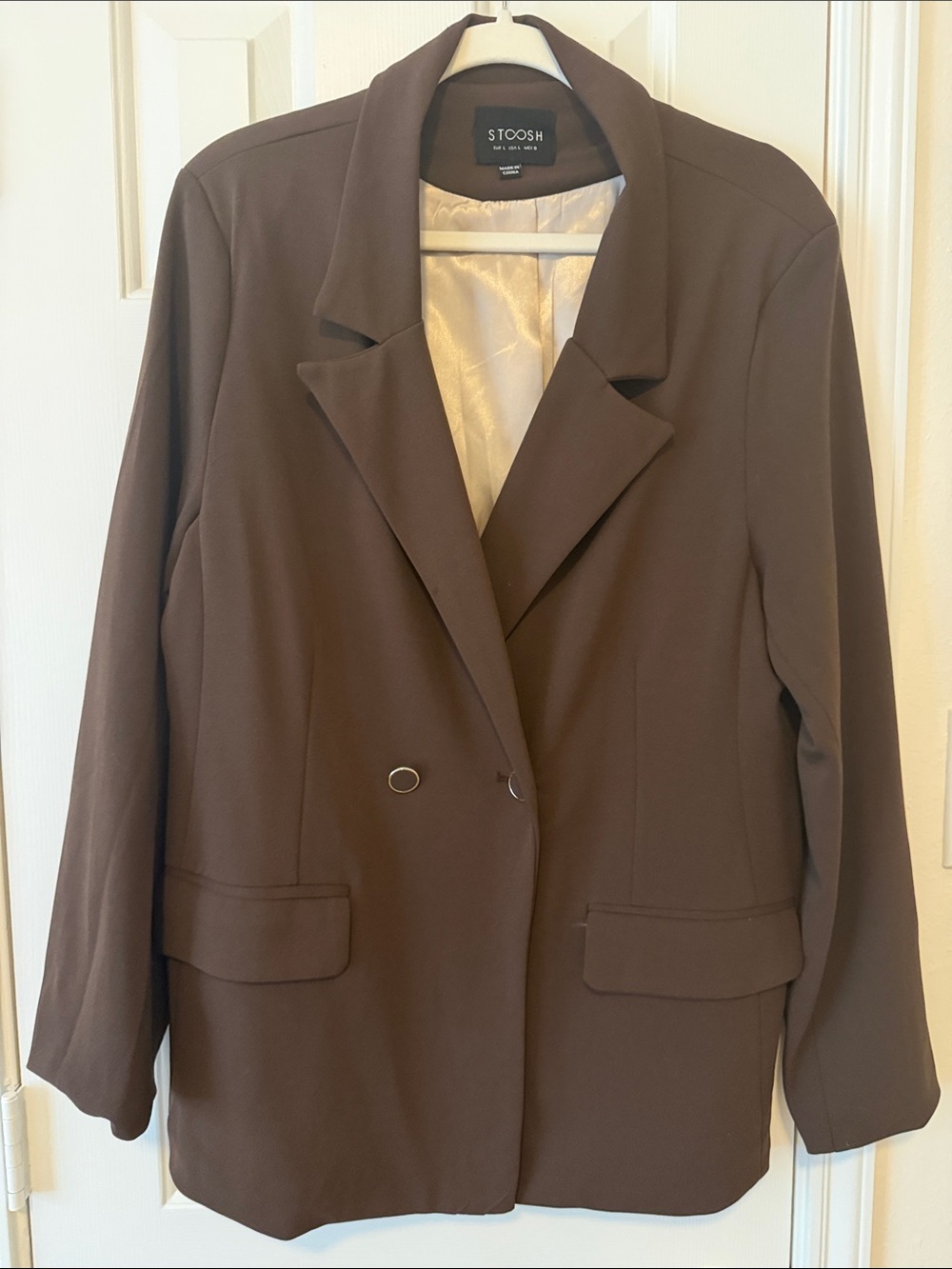 Stoosh Brown Double-Button Women's Blazer Jacket